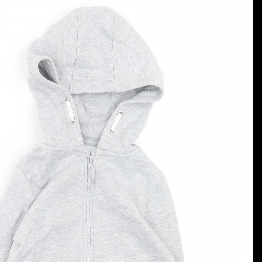 Primark Girls Grey Cotton Full Zip Hoodie Size 5-6 Years Zip