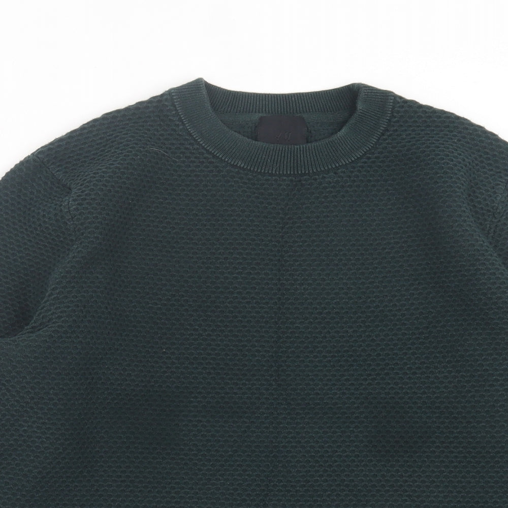 H&M Mens Green Crew Neck Acrylic Pullover Jumper Size L