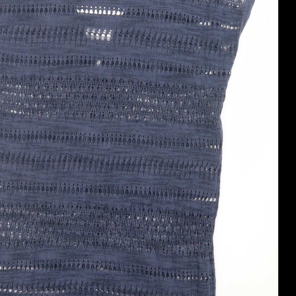 Fat Face Womens Blue V-Neck Cotton Cardigan Jumper Size 12