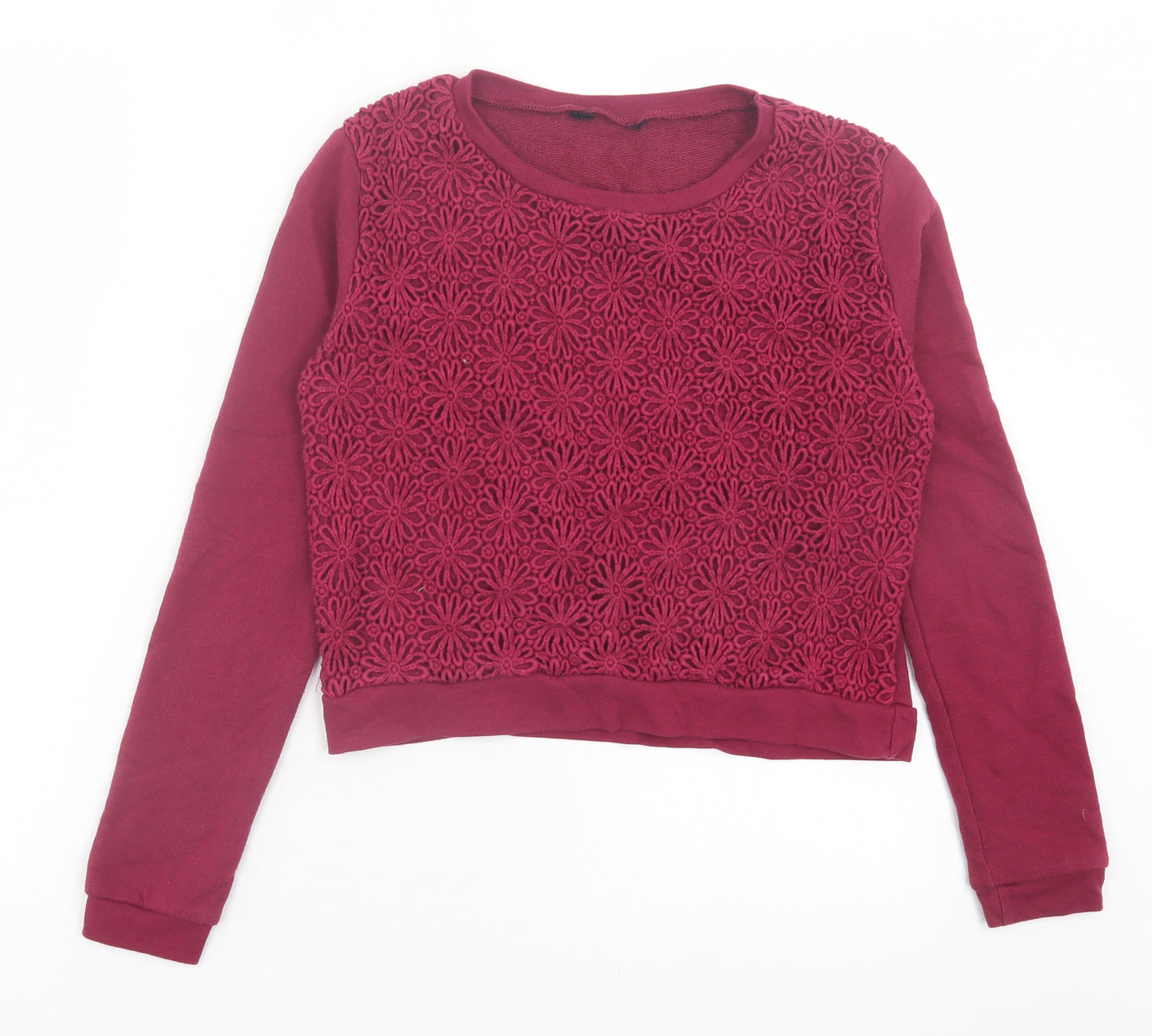 NEXT Girls Purple Floral Cotton Pullover Sweatshirt Size 12-13 Years Pullover