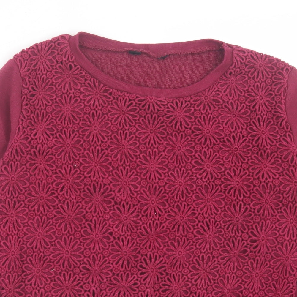 NEXT Girls Purple Floral Cotton Pullover Sweatshirt Size 12-13 Years Pullover