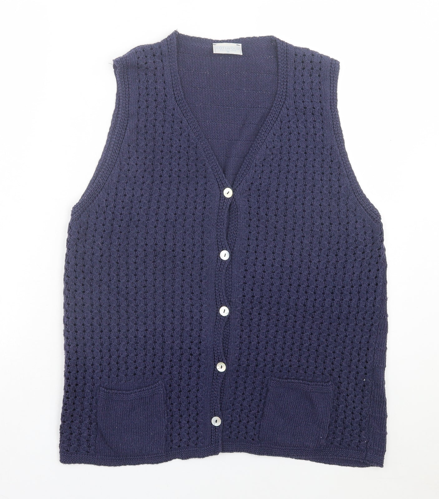 cotswold Womens Blue V-Neck Cotton Cardigan Jumper Size 16