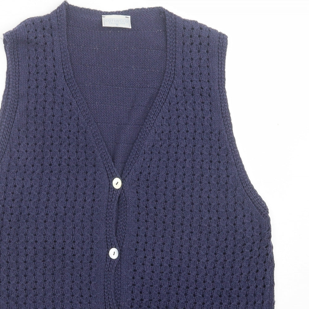 cotswold Womens Blue V-Neck Cotton Cardigan Jumper Size 16