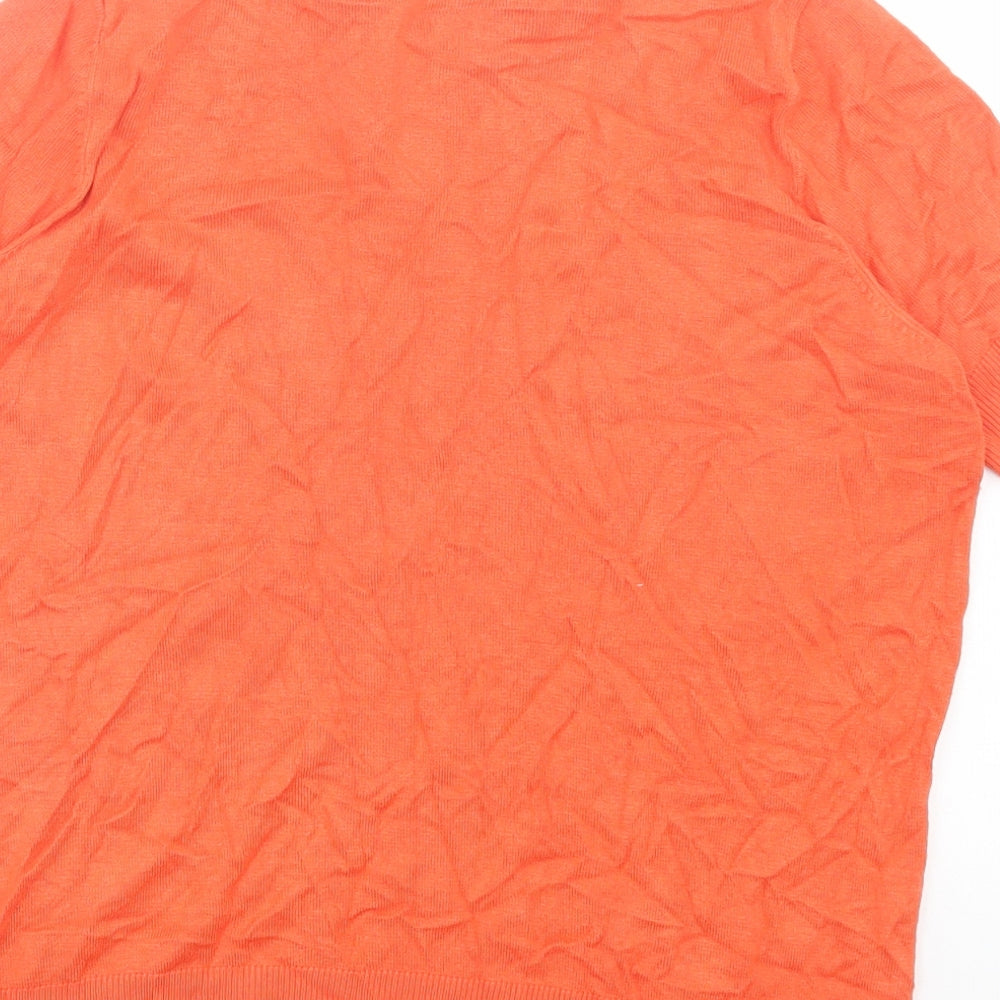 Marks and Spencer Womens Orange Viscose Basic T-Shirt Size 10 Crew Neck