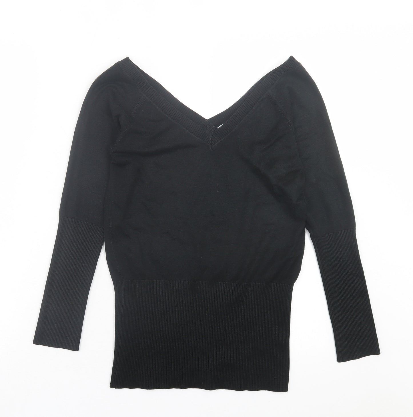 Atmosphere Womens Black V-Neck Acrylic Pullover Jumper Size 8