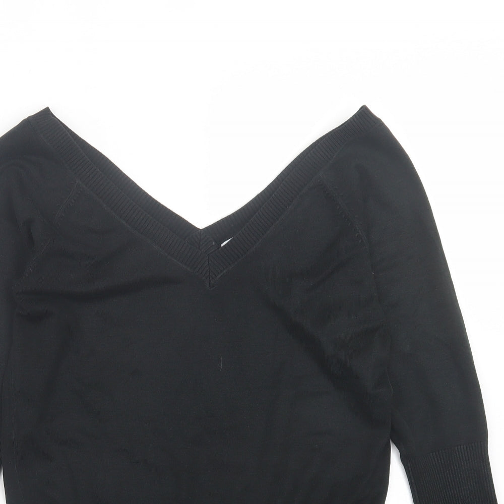 Atmosphere Womens Black V-Neck Acrylic Pullover Jumper Size 8