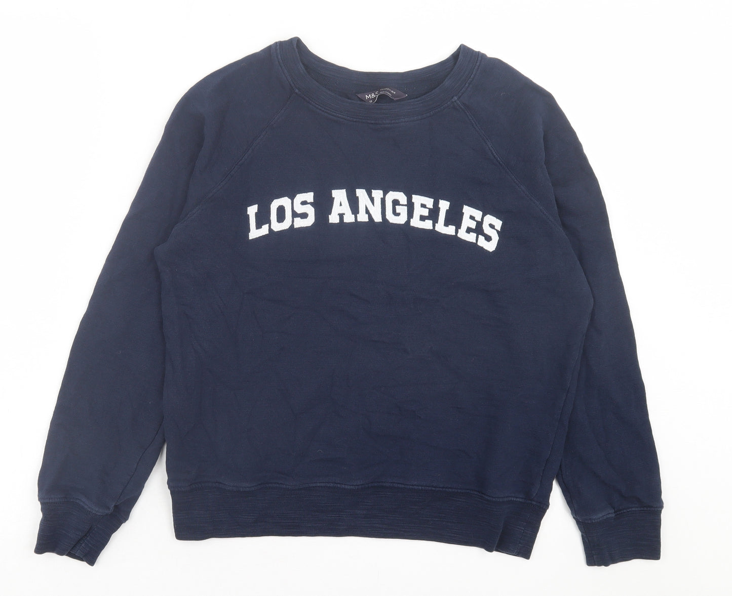 Marks and Spencer Womens Blue Cotton Pullover Sweatshirt Size 12 Pullover