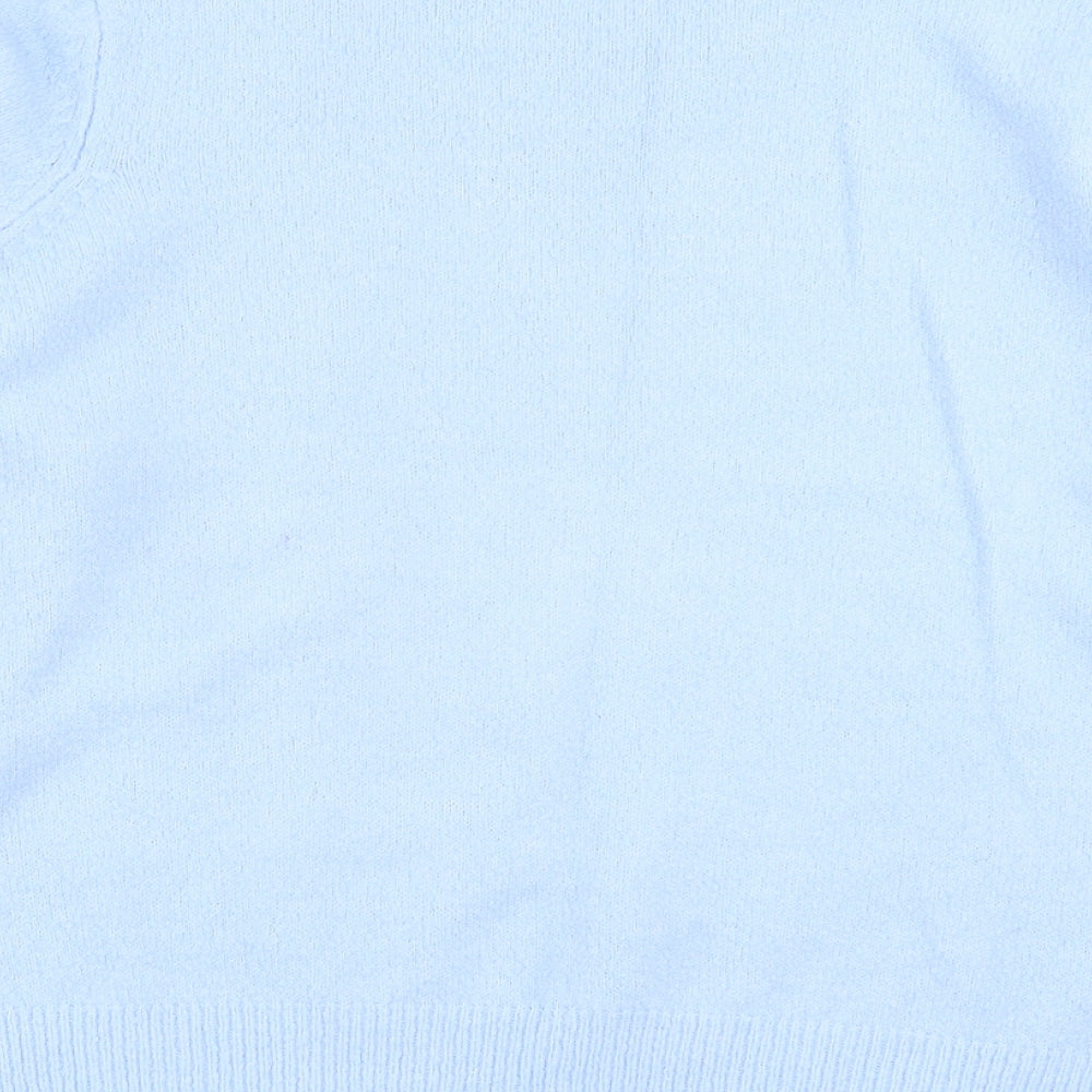 M&Co Womens Blue Crew Neck Geometric Acrylic Pullover Jumper Size 20