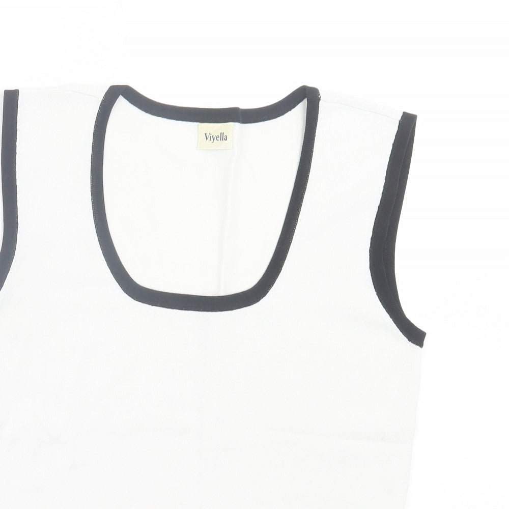 Viyella Womens White Viscose Basic Tank Size S Scoop Neck