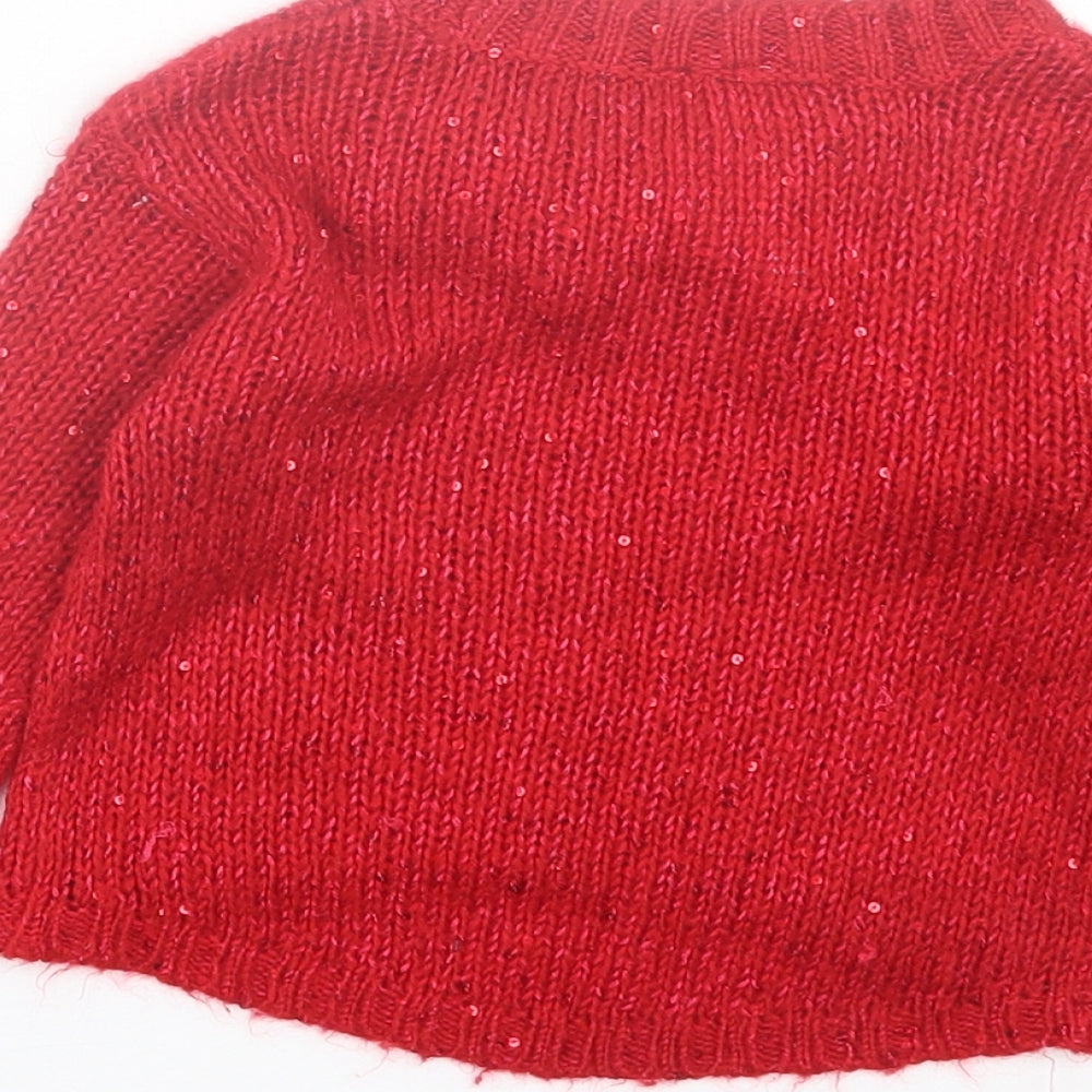 evie Girls Red Crew Neck Acrylic Pullover Jumper Size 2 Years Pullover