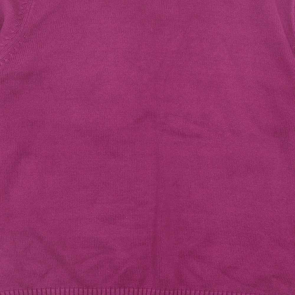 Atlantic Bay Mens Purple V-Neck Cotton Pullover Jumper Size L