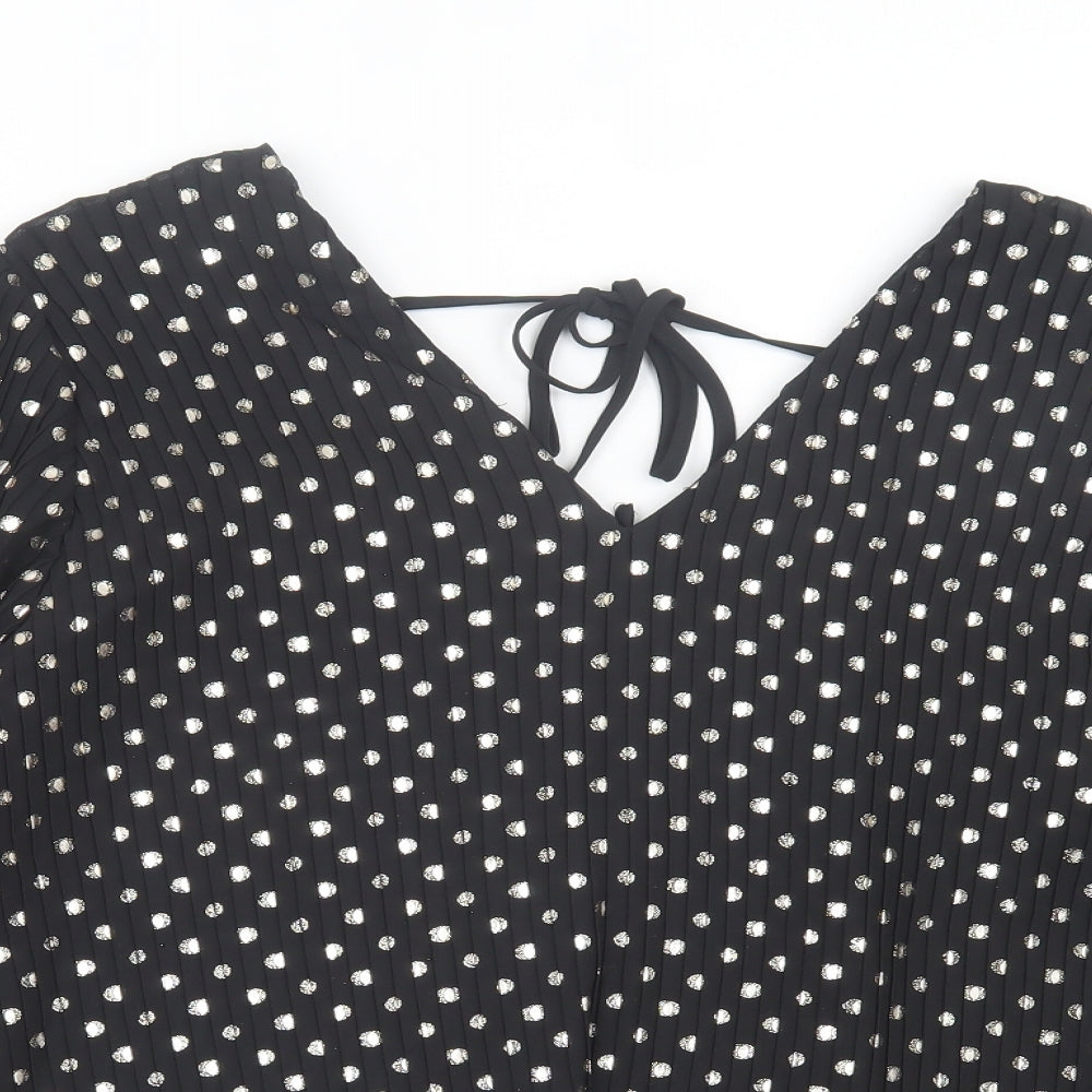 F&F Womens Black Polka Dot Polyester Basic Blouse Size 22 V-Neck