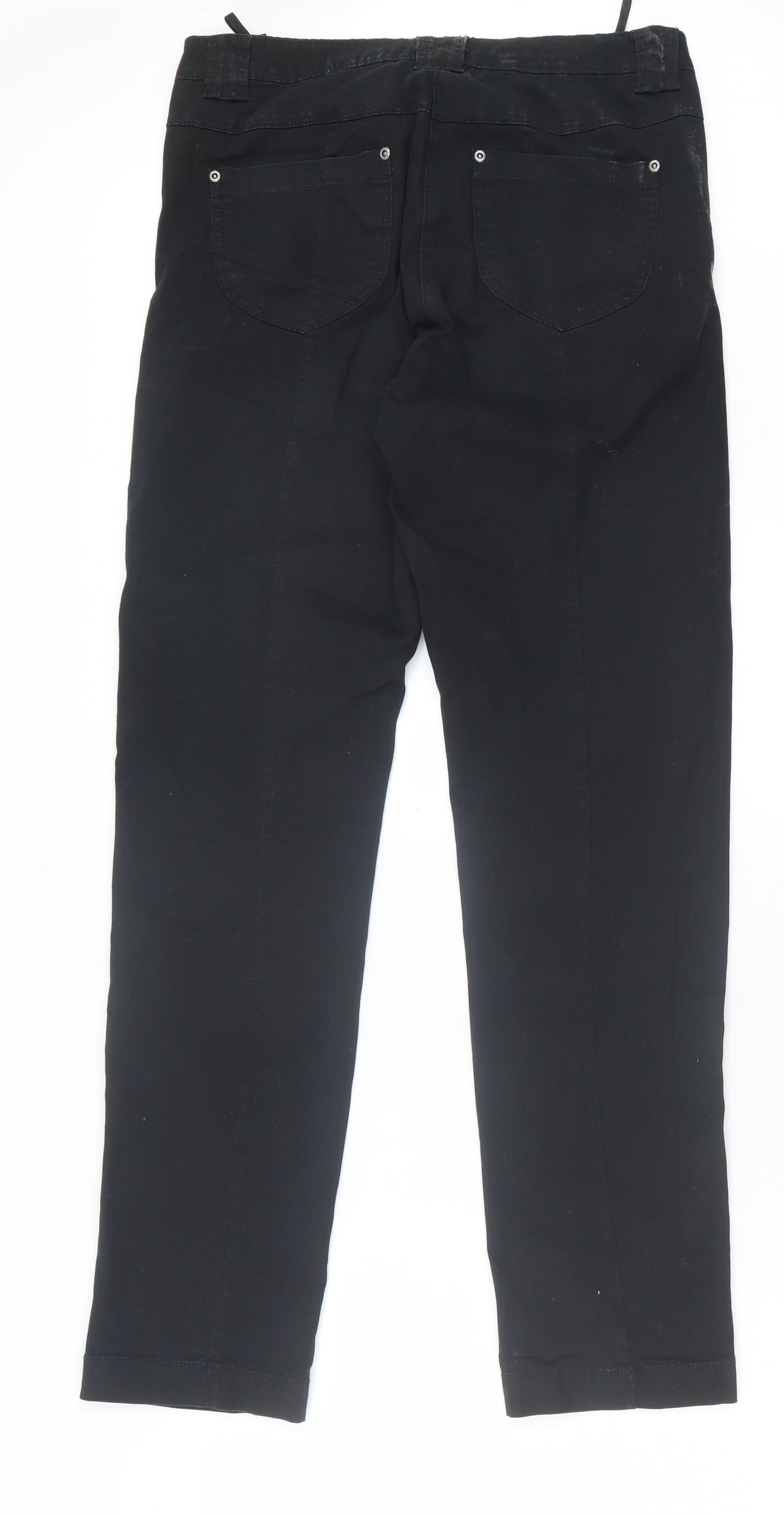 Casual Clothing Womens Black Cotton Trousers Size 14 L31 in Regular Button