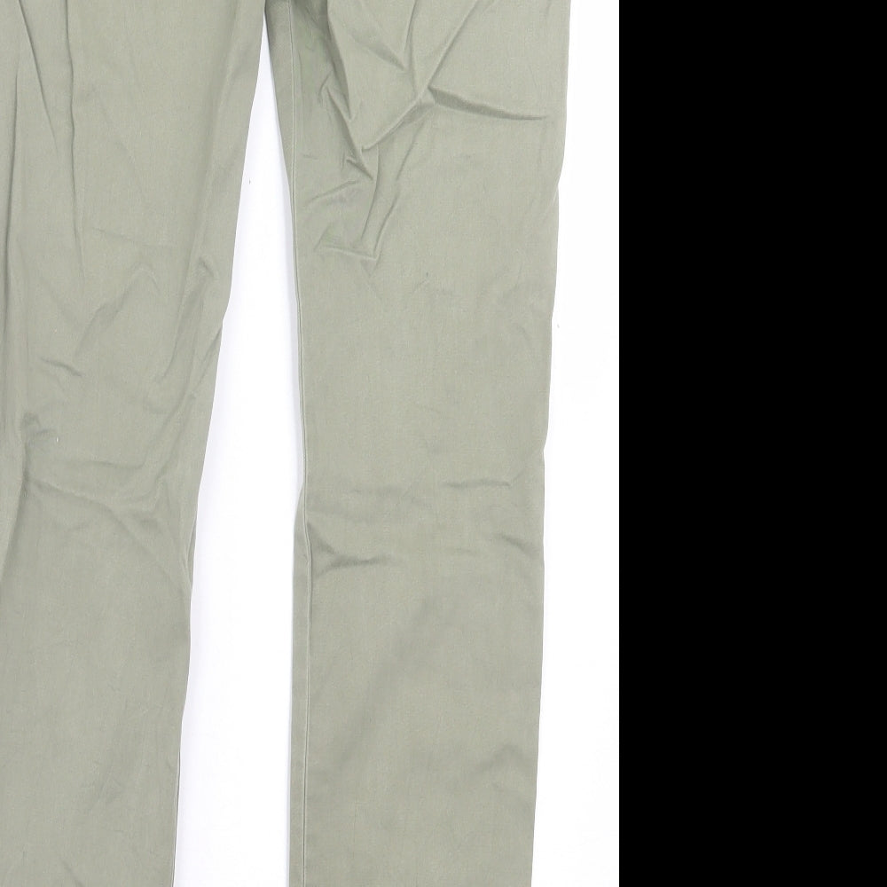 Mango Womens Green Cotton Chino Trousers Size 8 L30 in Regular Button