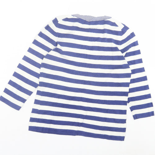 Boden Womens Blue Striped Cotton Basic T-Shirt Size 10 Scoop Neck