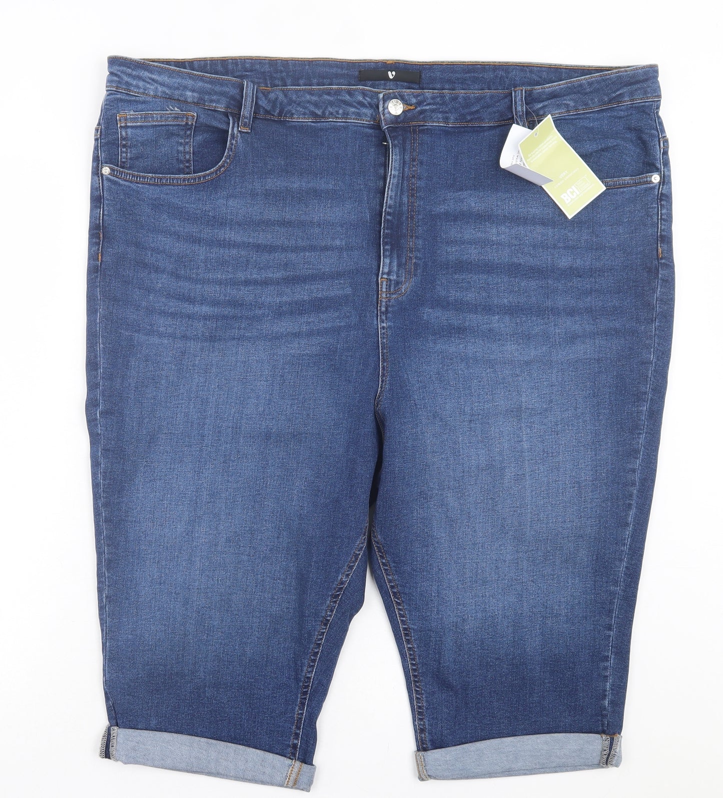 Very Womens Blue Cotton Bermuda Shorts Size 26 L14 in Regular Button