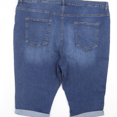 Very Womens Blue Cotton Bermuda Shorts Size 26 L14 in Regular Button