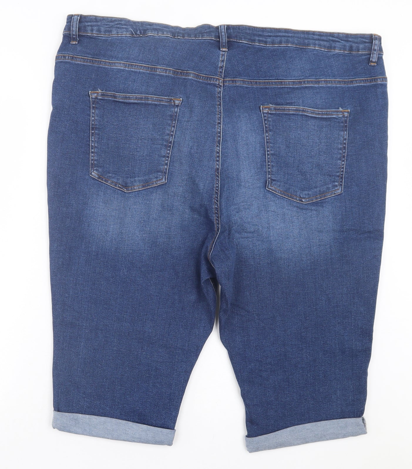 Very Womens Blue Cotton Bermuda Shorts Size 26 L14 in Regular Button