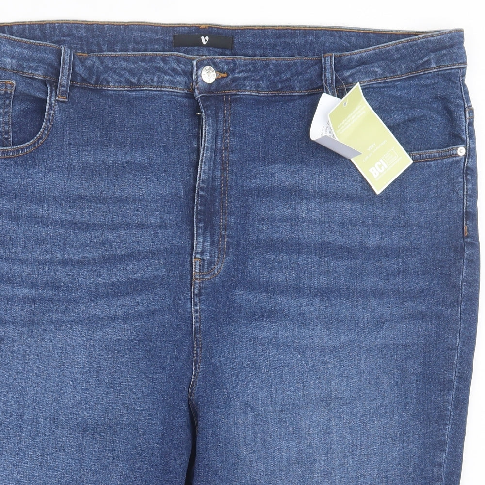 Very Womens Blue Cotton Bermuda Shorts Size 26 L14 in Regular Button