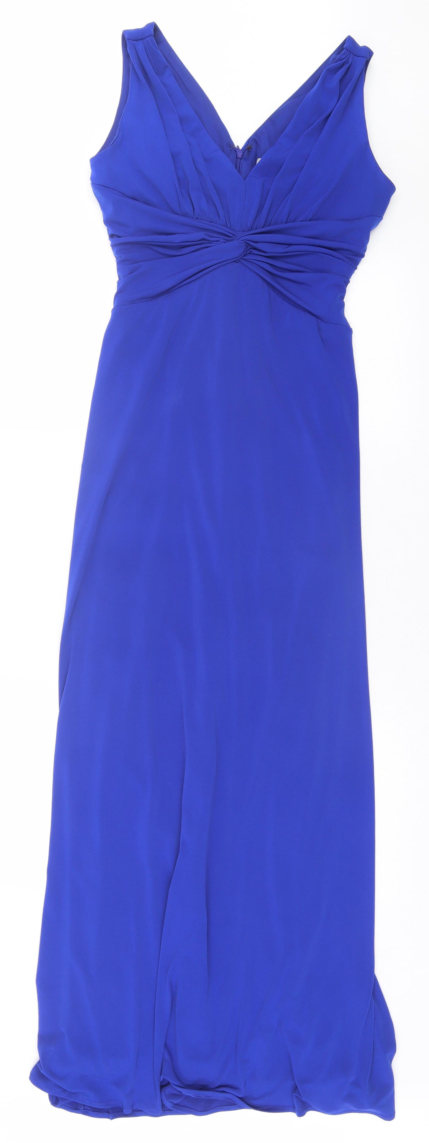 JS Boutique Womens Blue Polyester Ball Gown Size 10 V-Neck Zip
