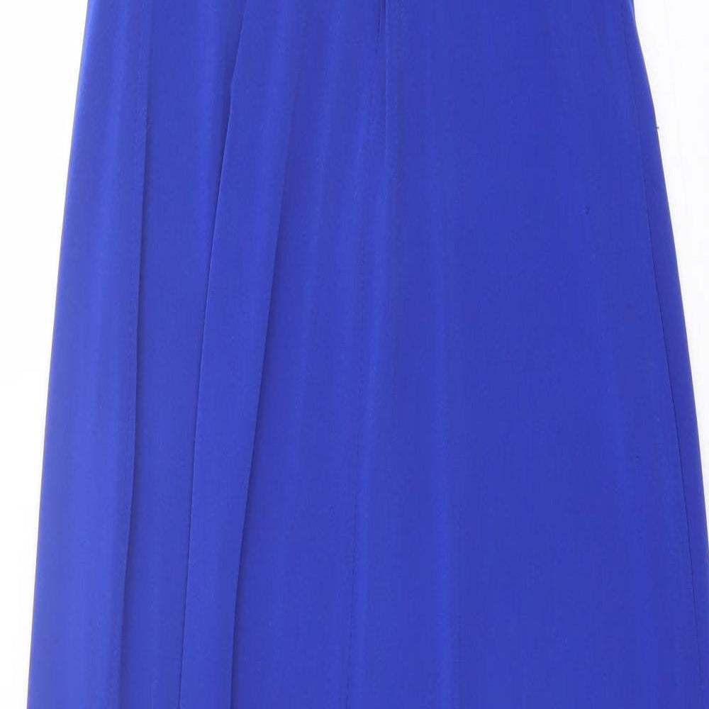 JS Boutique Womens Blue Polyester Ball Gown Size 10 V-Neck Zip