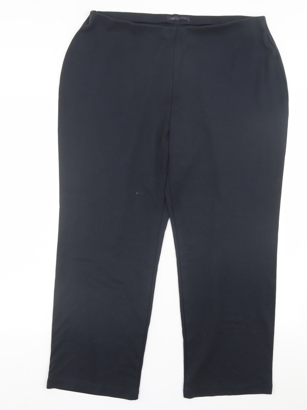 Marks and Spencer Womens Blue Polyester Trousers Size 18 L28 in Regular
