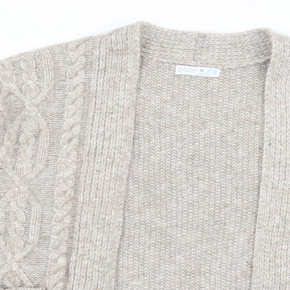 Primark Womens Brown V-Neck Acrylic Cardigan Jumper Size M