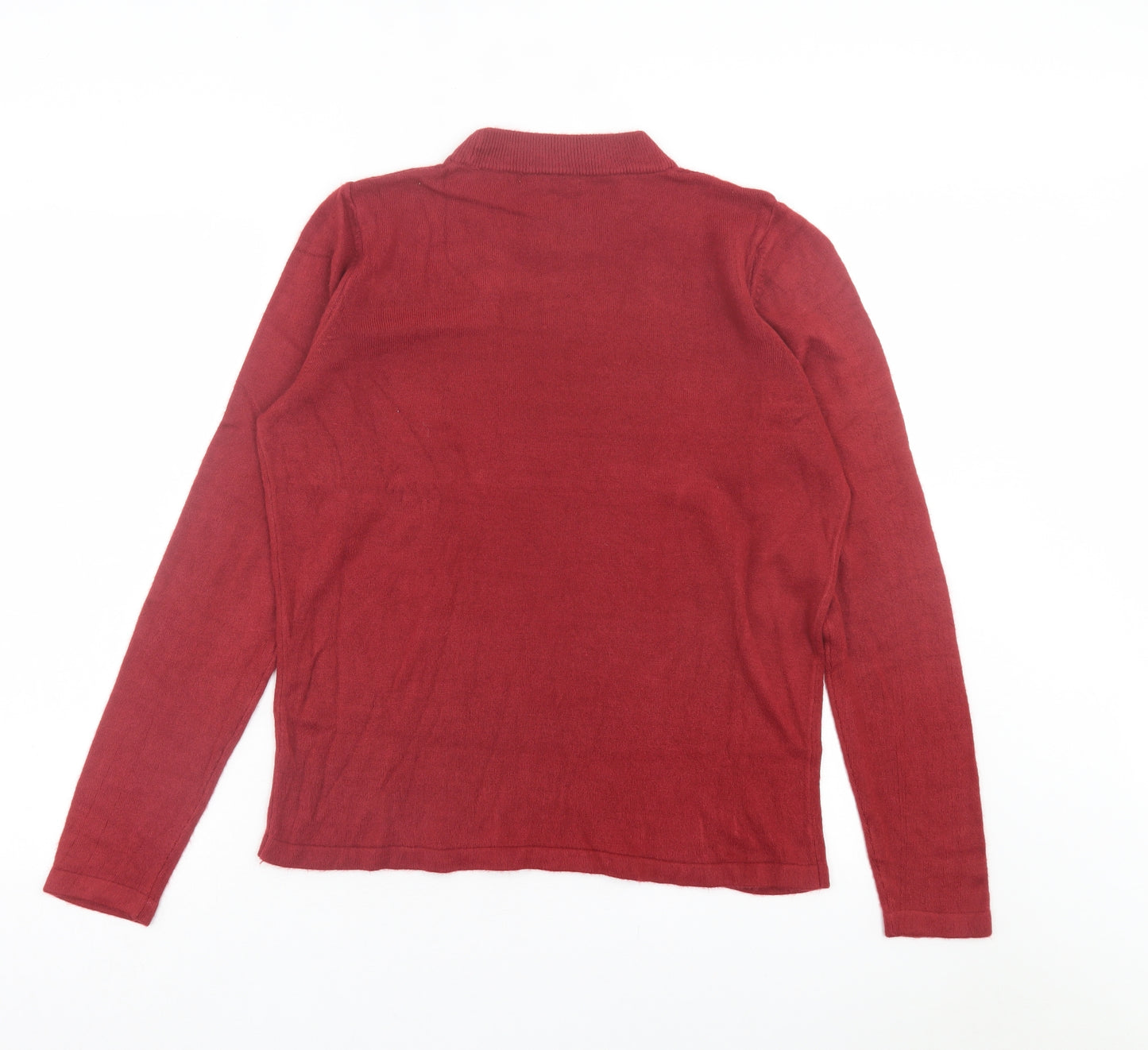 Marks and Spencer Womens Red High Neck Acrylic Pullover Jumper Size 16