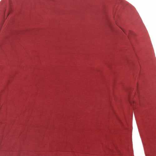 Marks and Spencer Womens Red High Neck Acrylic Pullover Jumper Size 16