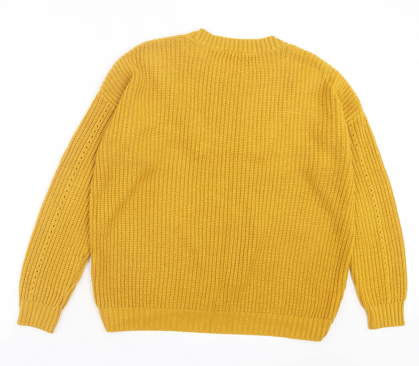 Primark Womens Yellow Crew Neck Acrylic Pullover Jumper Size M