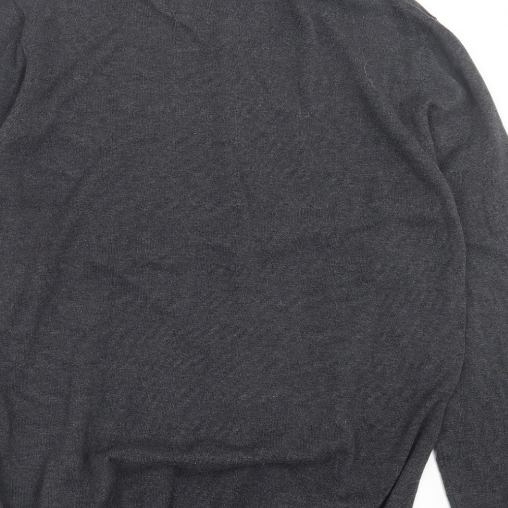 George Mens Grey Collared Cotton Pullover Jumper Size XL