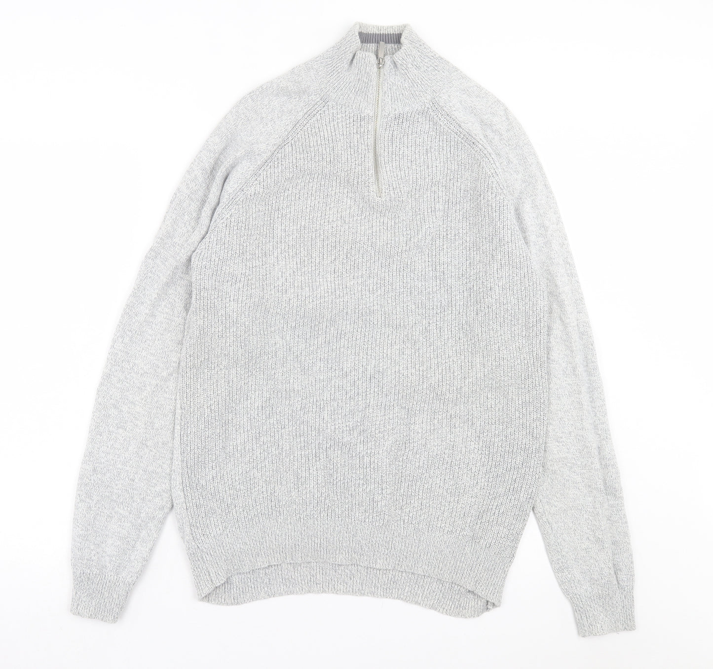 George Mens Grey High Neck Cotton Pullover Jumper Size XL