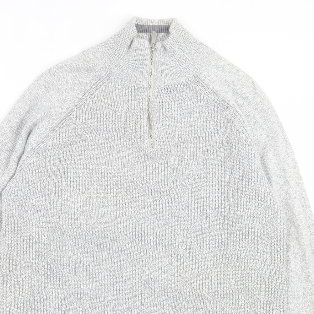George Mens Grey High Neck Cotton Pullover Jumper Size XL
