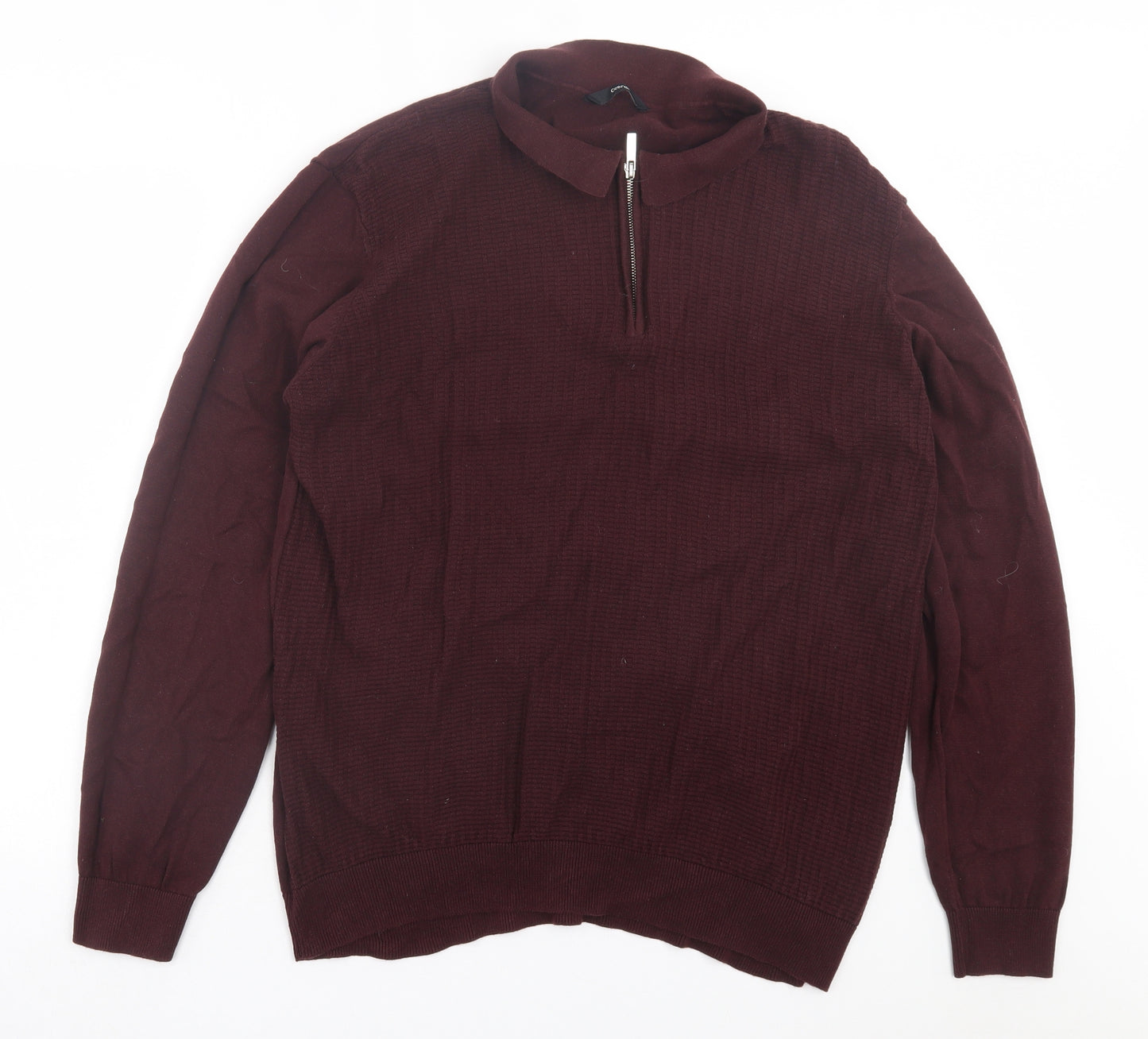 George Mens Purple Collared Cotton Pullover Jumper Size 2XL
