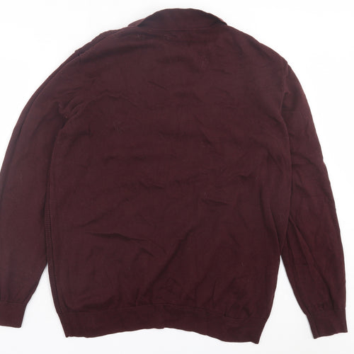 George Mens Purple Collared Cotton Pullover Jumper Size 2XL