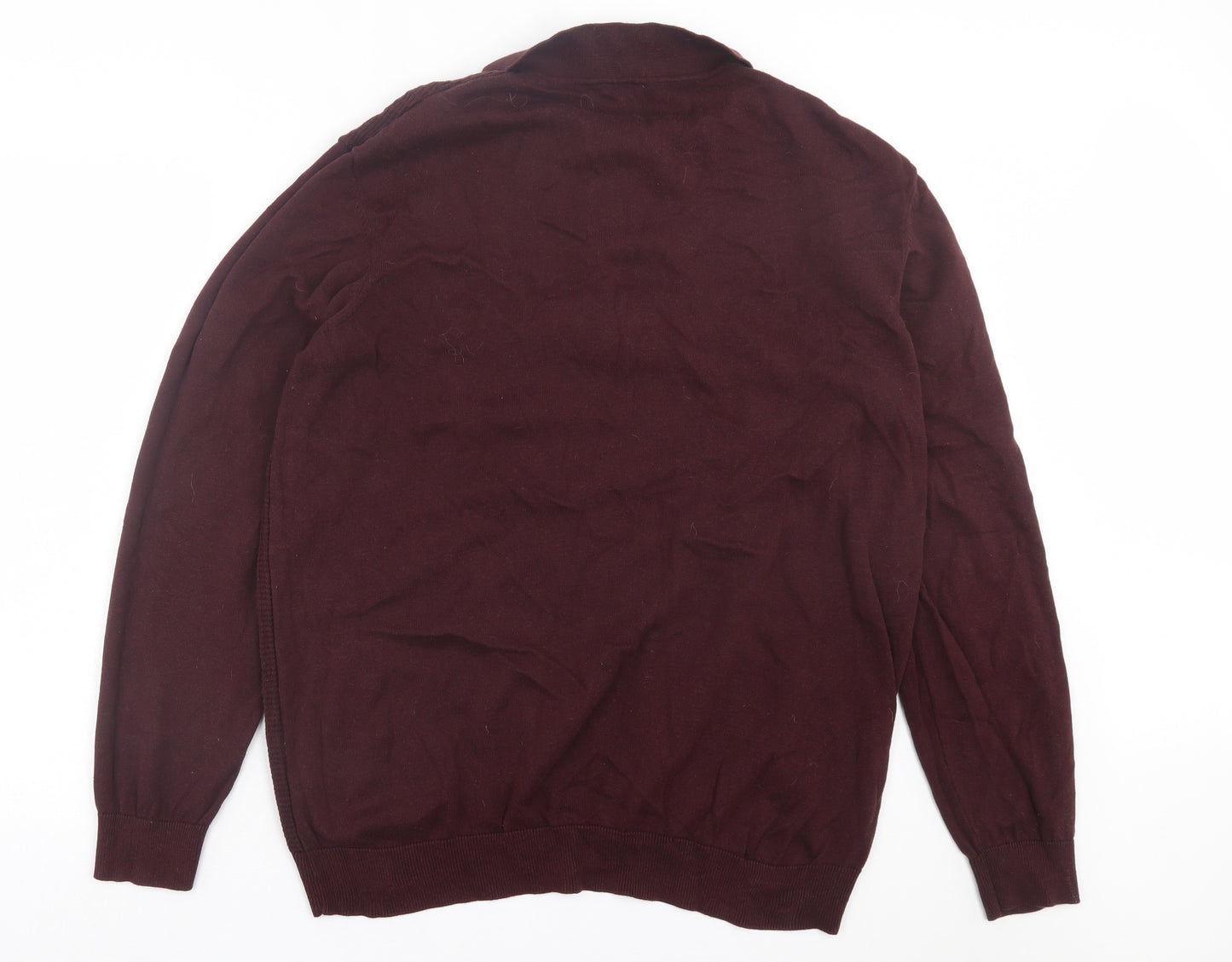George Mens Purple Collared Cotton Pullover Jumper Size 2XL