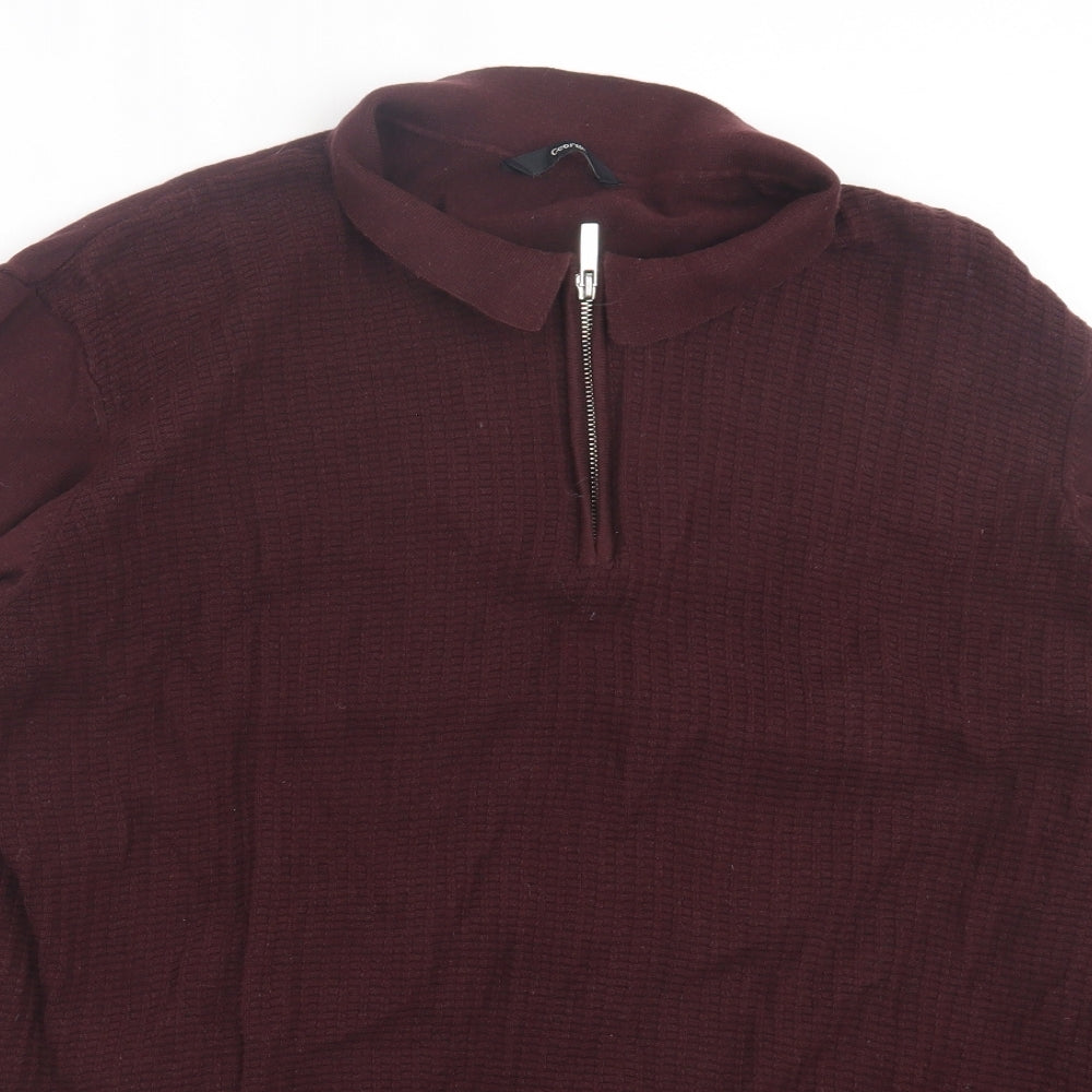 George Mens Purple Collared Cotton Pullover Jumper Size 2XL