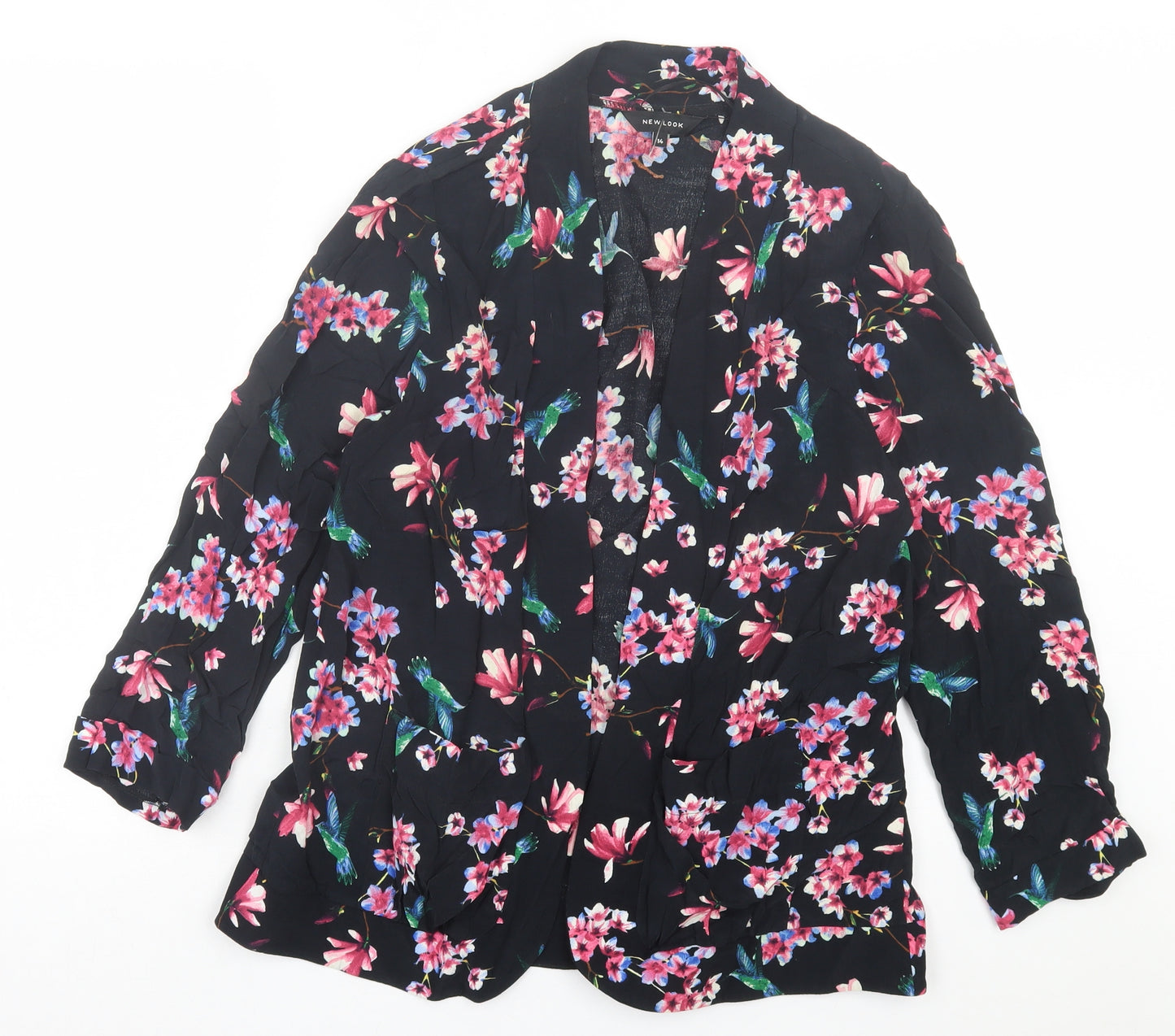 New Look Womens Black Floral Jacket Size 14