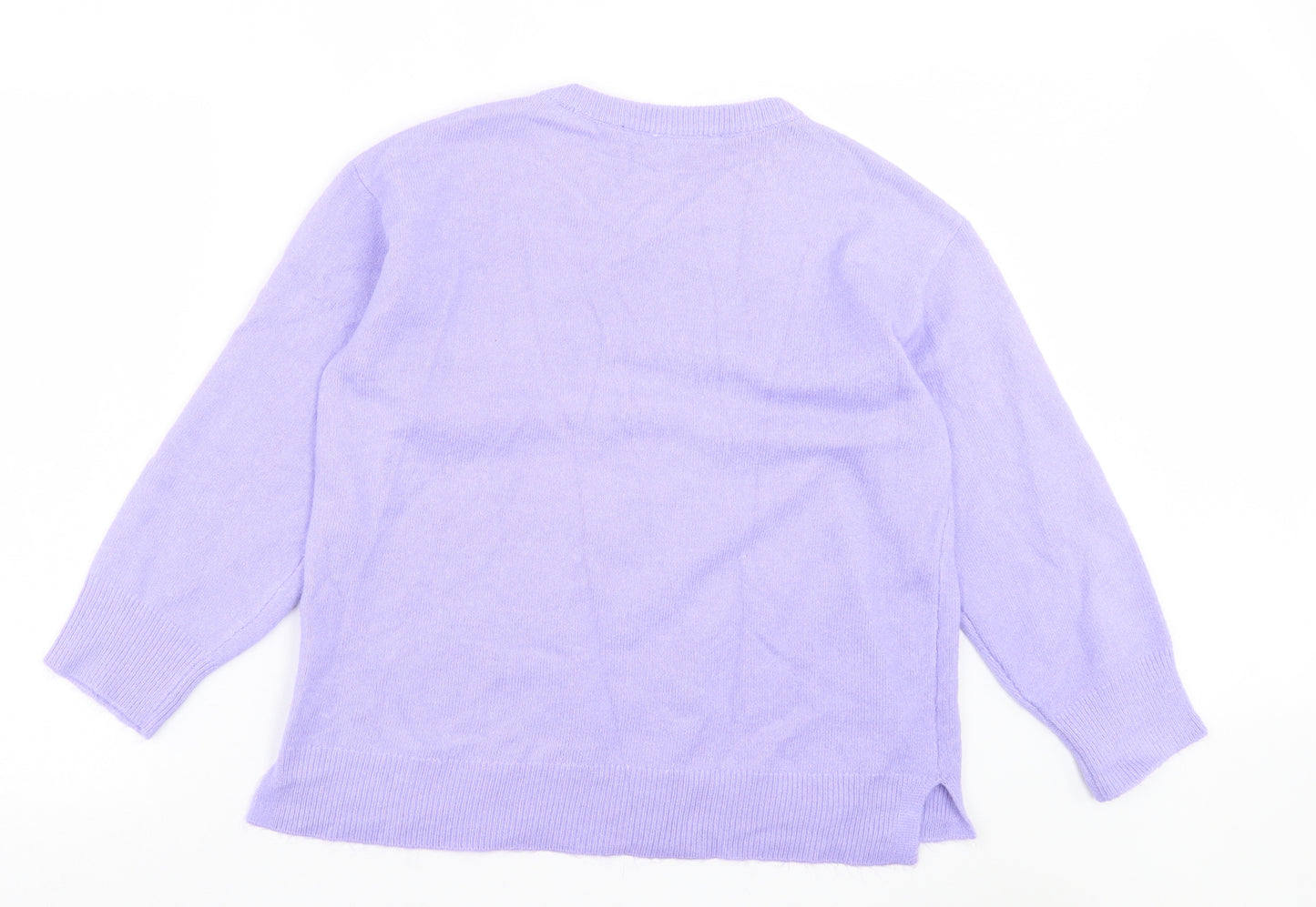 bonmarch Womens Purple Crew Neck Acrylic Pullover Jumper Size 16