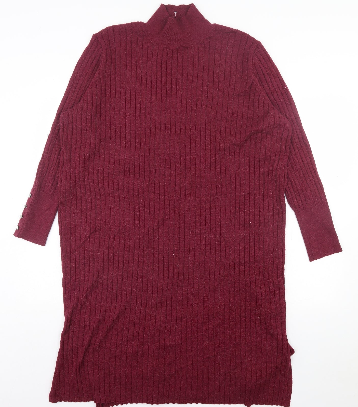 TU Womens Red Polyester Jumper Dress Size 24 High Neck Pullover
