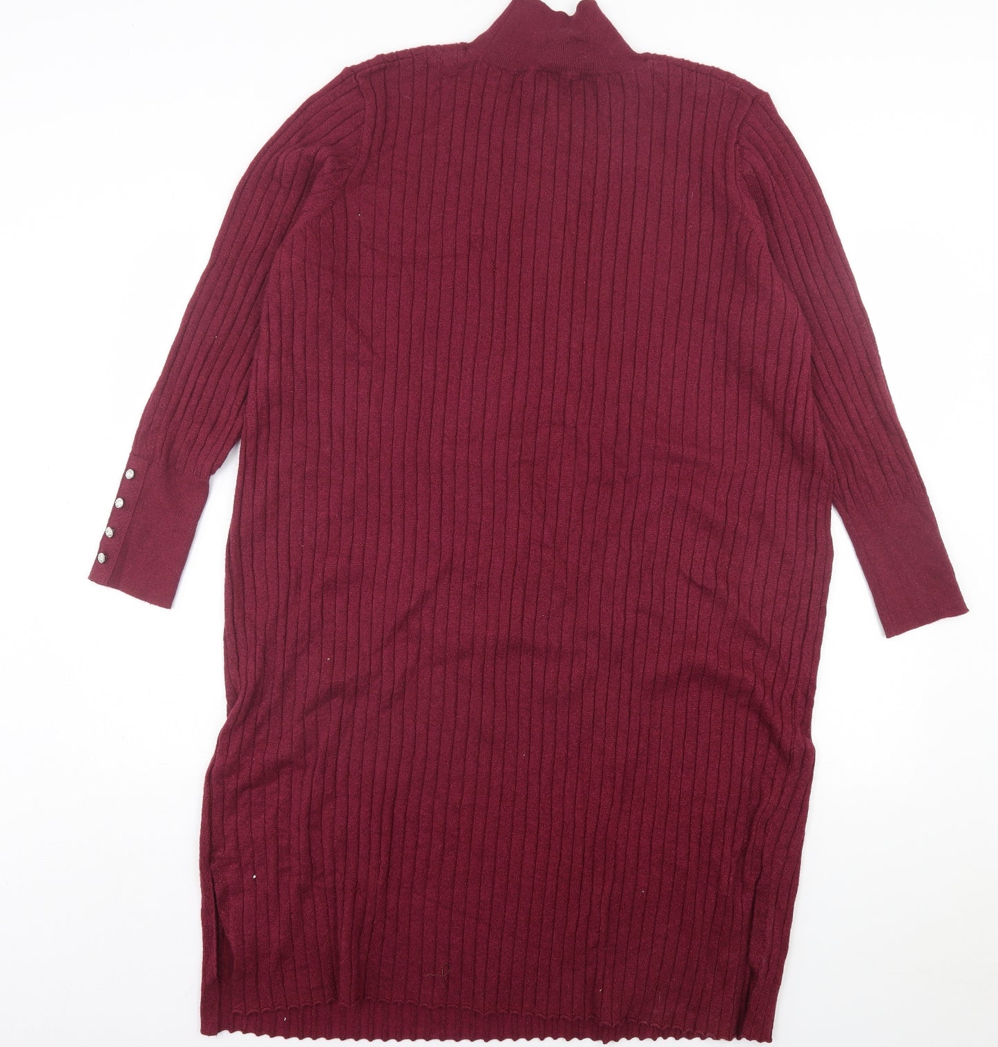 TU Womens Red Polyester Jumper Dress Size 24 High Neck Pullover