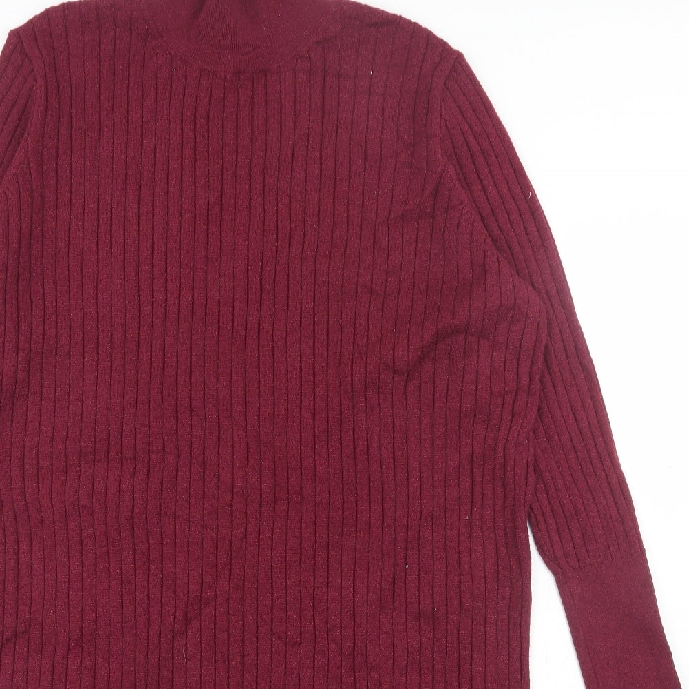 TU Womens Red Polyester Jumper Dress Size 24 High Neck Pullover