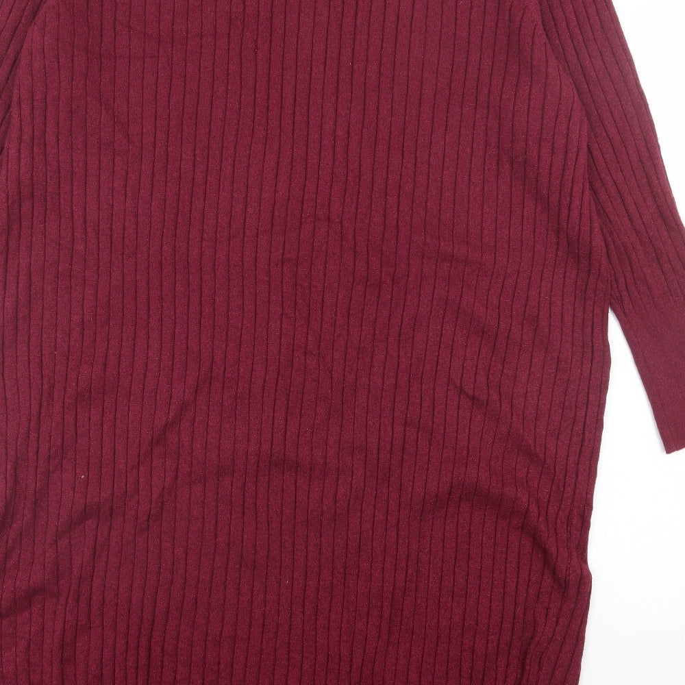 TU Womens Red Polyester Jumper Dress Size 24 High Neck Pullover