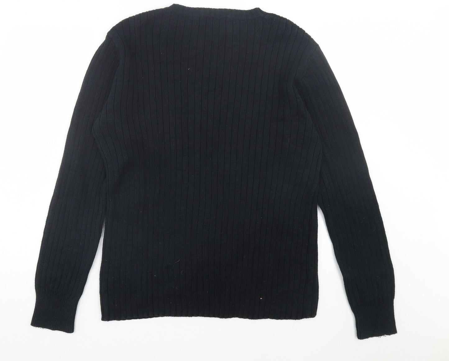 Cherokee Mens Black V-Neck Cotton Pullover Jumper Size 2XL