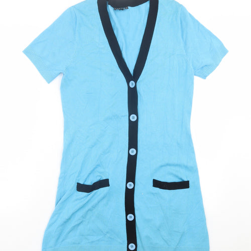 Casamia Womens Blue V-Neck Viscose Cardigan Jumper Size S
