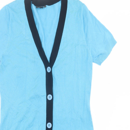 Casamia Womens Blue V-Neck Viscose Cardigan Jumper Size S