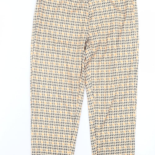 Preworn Womens Orange Houndstooth Polyester Trousers Size S L25 in Regular