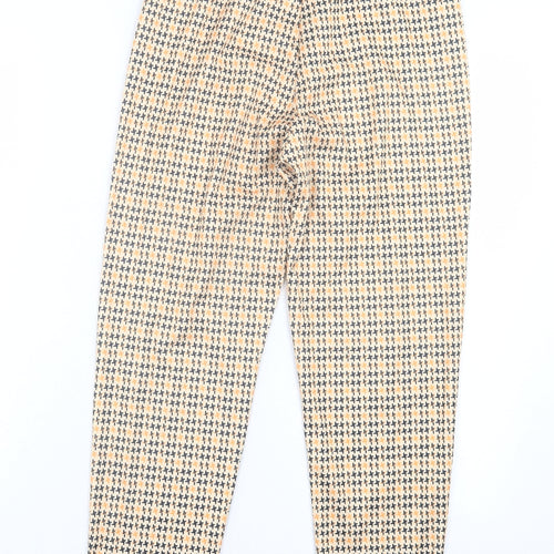 Preworn Womens Orange Houndstooth Polyester Trousers Size S L25 in Regular
