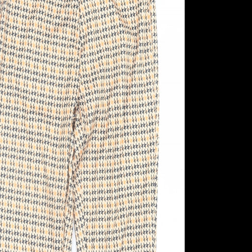 Preworn Womens Orange Houndstooth Polyester Trousers Size S L25 in Regular