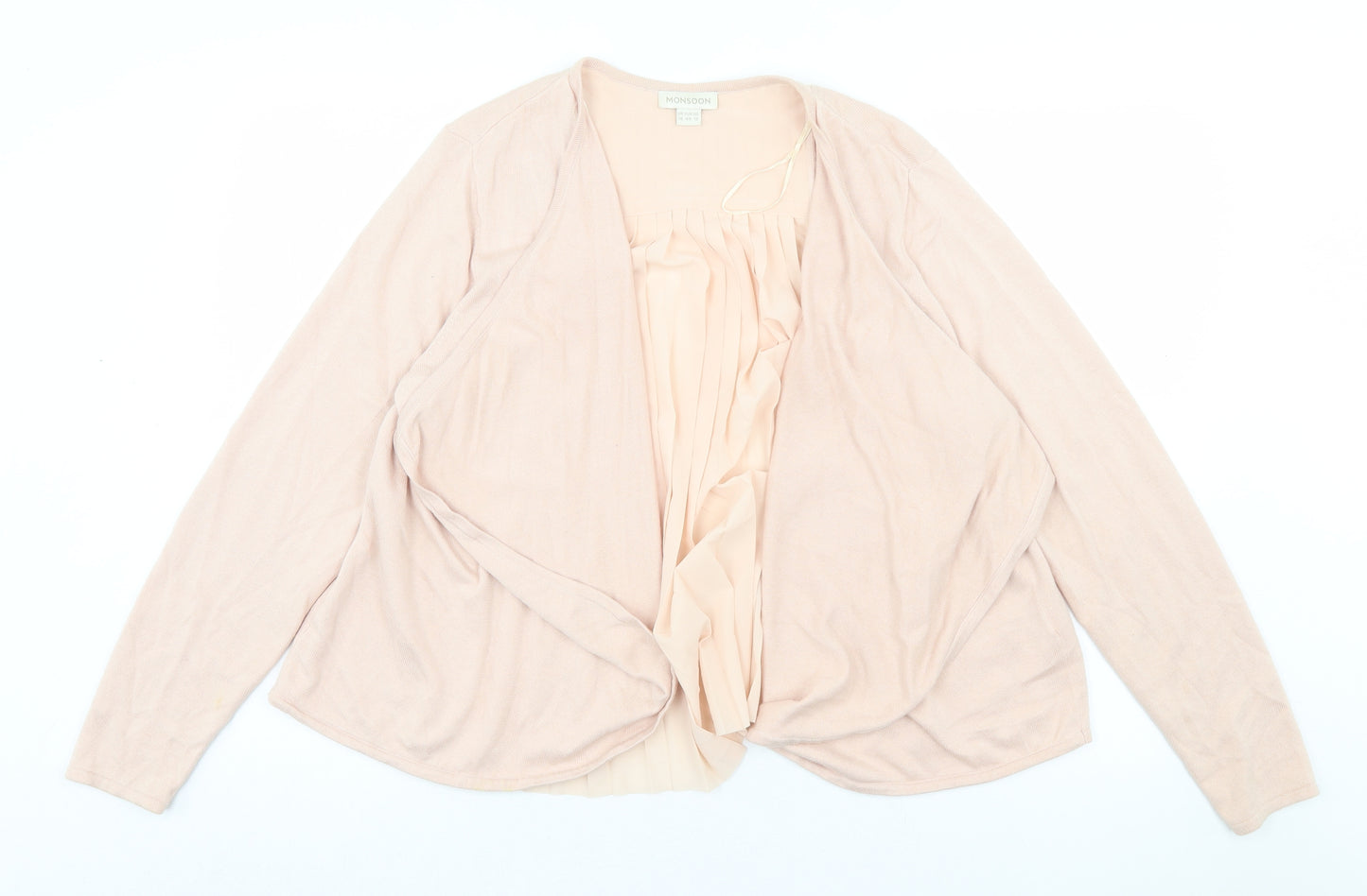 Monsoon Womens Pink V-Neck Cotton Cardigan Jumper Size 16